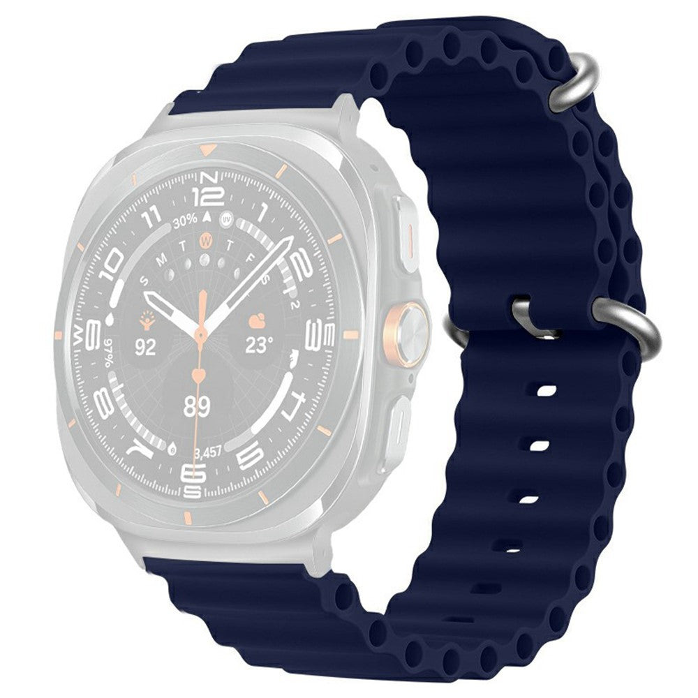 Samsung Galaxy Watch Ultra 47mm Wavy Design Double Buckle Silicone Watch Band - Midnight Blue#serie_2