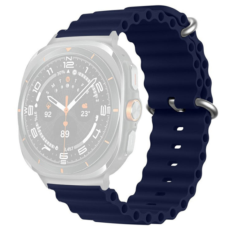 Samsung Galaxy Watch Ultra 47mm Wavy Design Double Buckle Silicone Watch Band - Midnight Blue#serie_2