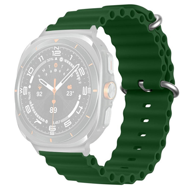 Samsung Galaxy Watch Ultra 47mm Wavy Design Double Buckle Silicone Watch Band - Green#serie_3