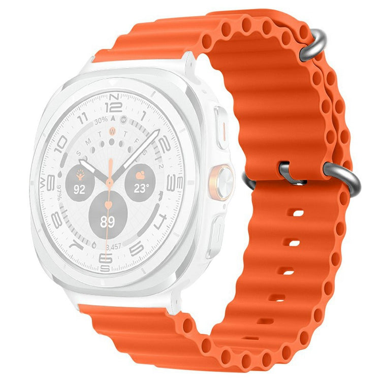 Samsung Galaxy Watch Ultra 47mm Wavy Design Double Buckle Silicone Watch Band - Orange#serie_5