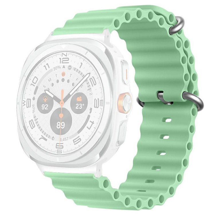Samsung Galaxy Watch Ultra 47mm Wavy Design Double Buckle Silicone Watch Band - Mint Green#serie_6