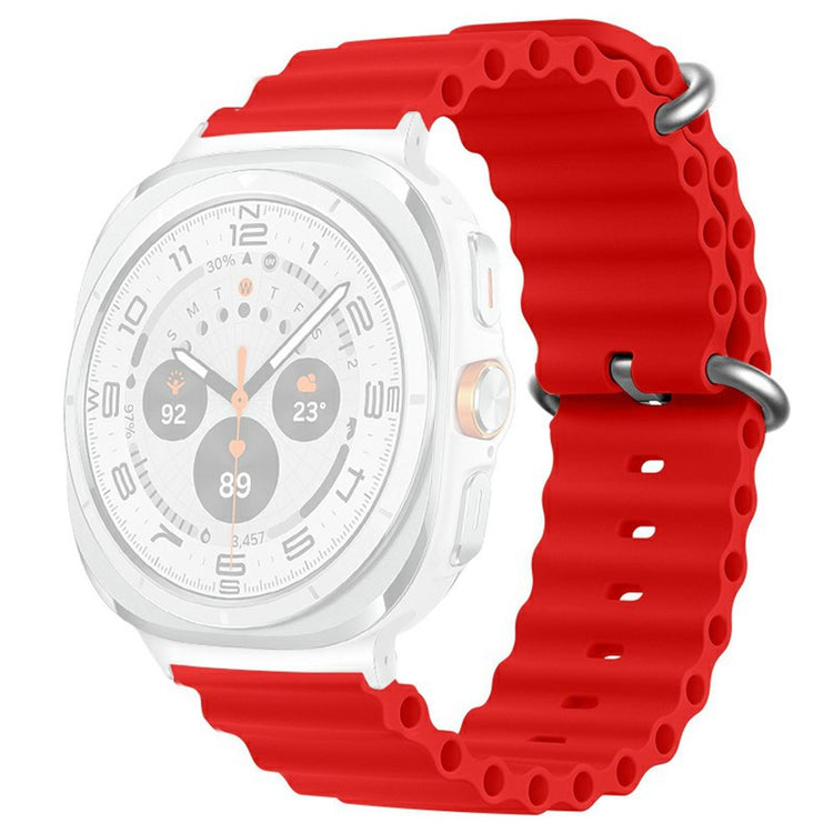 Samsung Galaxy Watch Ultra 47mm Wavy Design Double Buckle Silicone Watch Band - Red#serie_7
