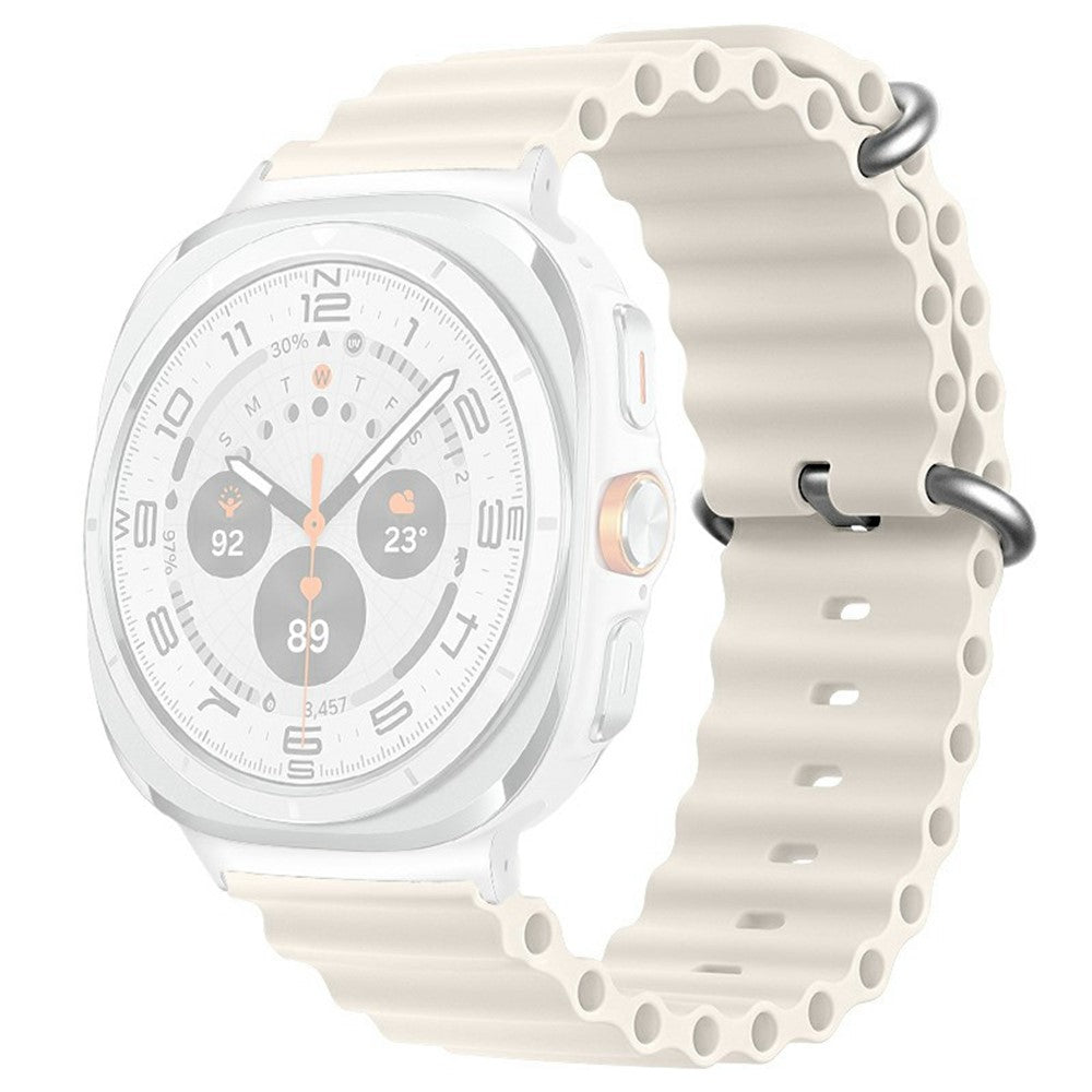 Samsung Galaxy Watch Ultra 47mm Wavy Design Double Buckle Silicone Watch Band - White#serie_8