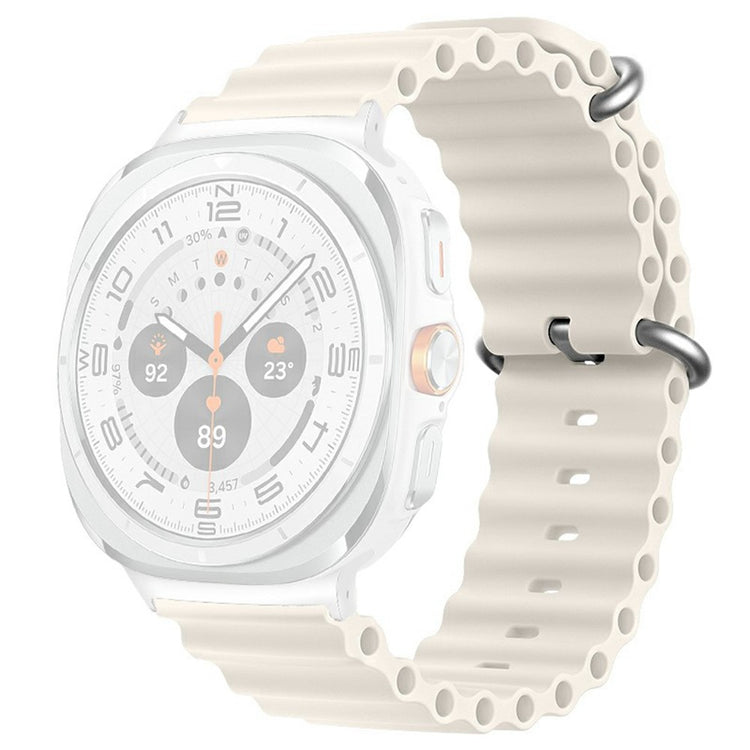 Samsung Galaxy Watch Ultra 47mm Wavy Design Double Buckle Silicone Watch Band - White#serie_8