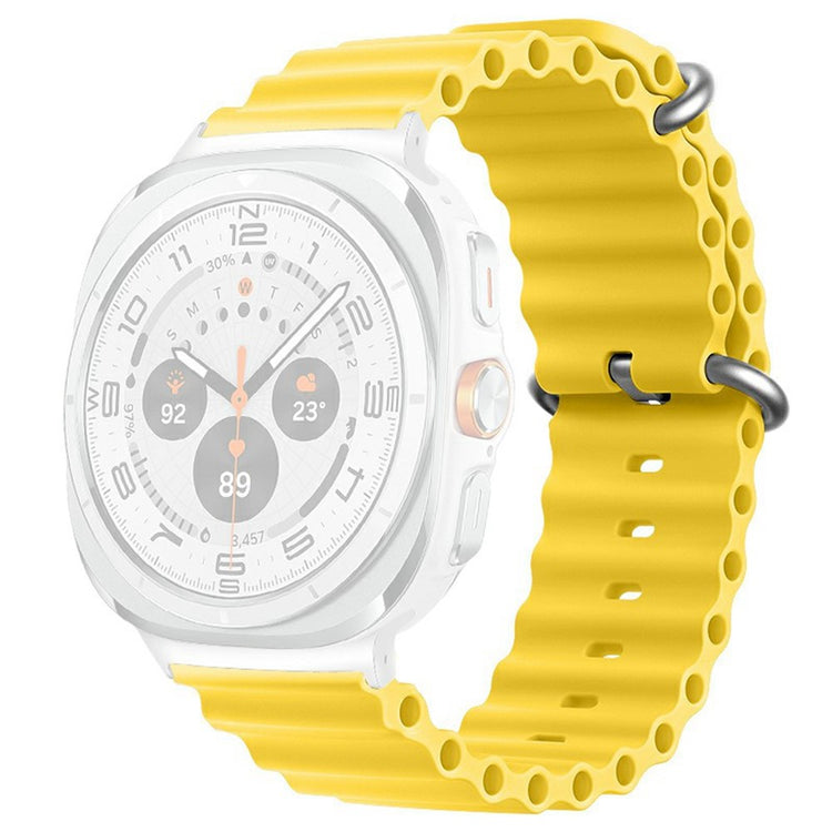 Samsung Galaxy Watch Ultra 47mm Wavy Design Double Buckle Silicone Watch Band - Yellow#serie_9