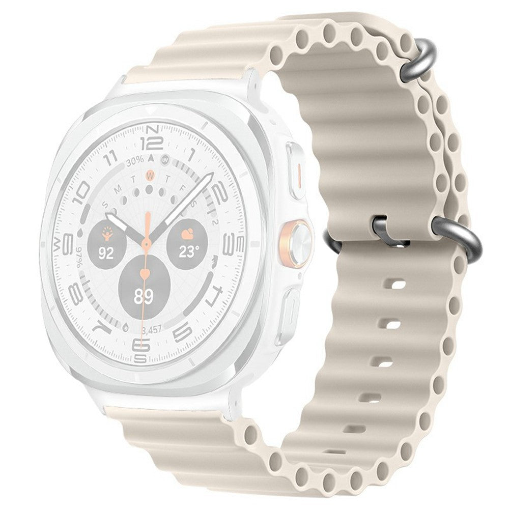 Samsung Galaxy Watch Ultra 47mm Wavy Design Double Buckle Silicone Watch Band - Starlight#serie_10