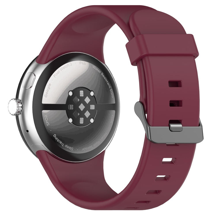 Google Pixel Watch 3 45mm Silicone Watch Band Replacement Strap with Metal Connector - Wine Red#serie_9