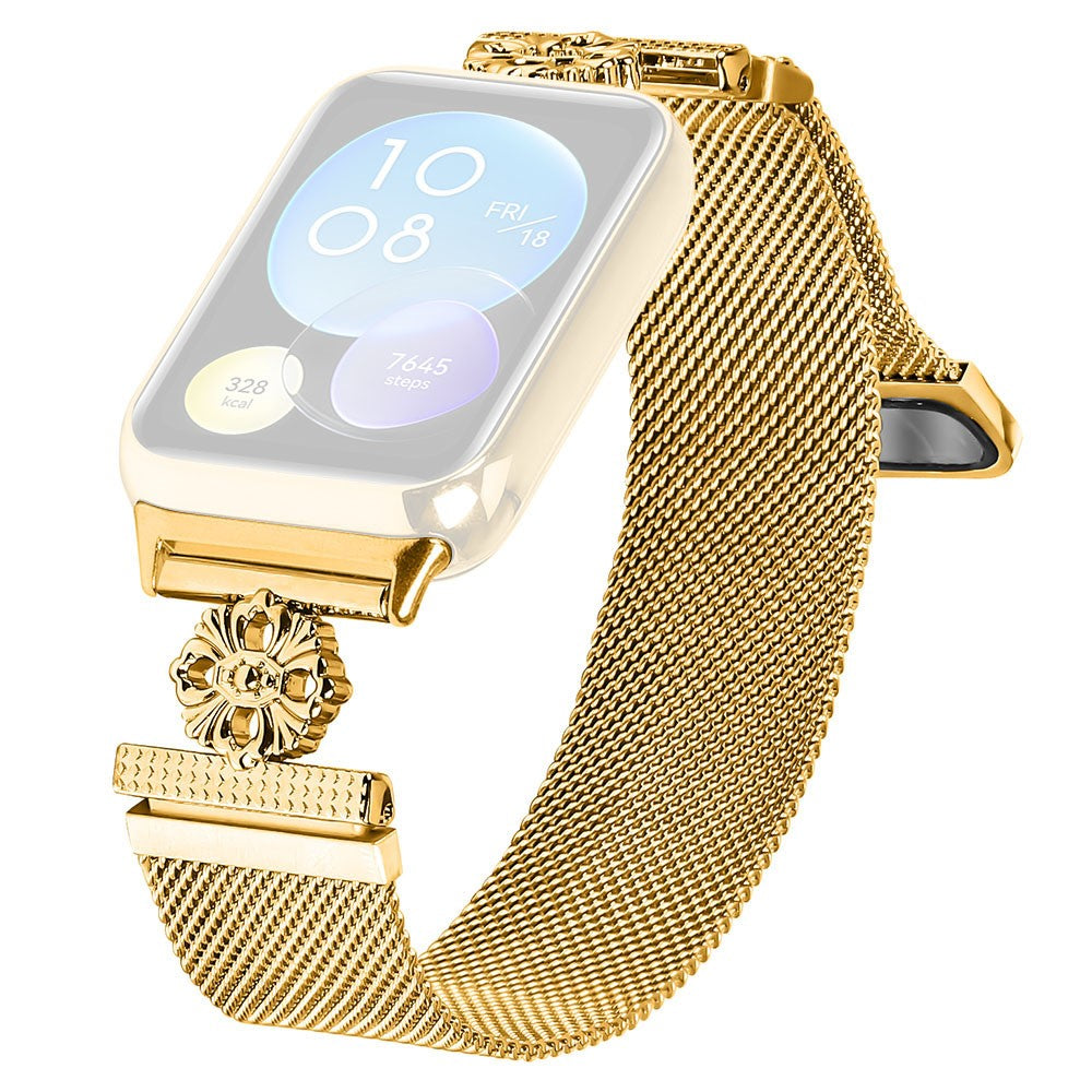 Xiaomi Redmi Watch 4 Milanese Band Flower Stainless Steel Magnetic Mesh Watch Strap - Gold#serie_1