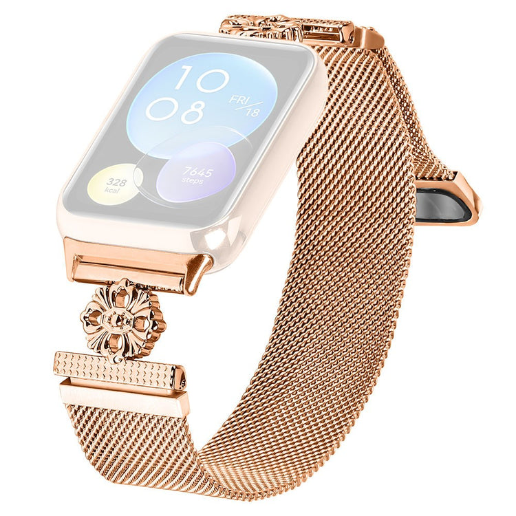 Xiaomi Redmi Watch 4 Milanese Band Flower Stainless Steel Magnetic Mesh Watch Strap - Rose Gold#serie_2