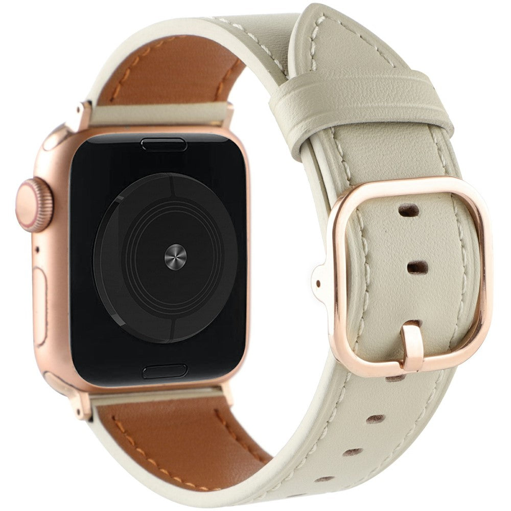 Genuine Cow Leather Strap for Apple Watch Series 41mm - 40mm - 38mm Band - Beige#serie_4