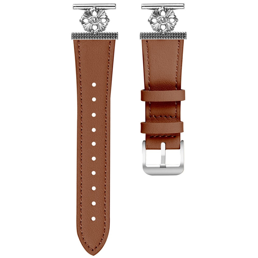 Huami Amazfit GTR Mini Watch Band Genuine Cow Leather Flower Decor Adjustable Strap - Brown#serie_4