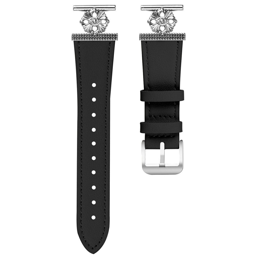 Verizon Gizmo Watch 1 (Men Version) Watch Band Genuine Cow Leather Flower Decor Adjustable Strap - Black#serie_2