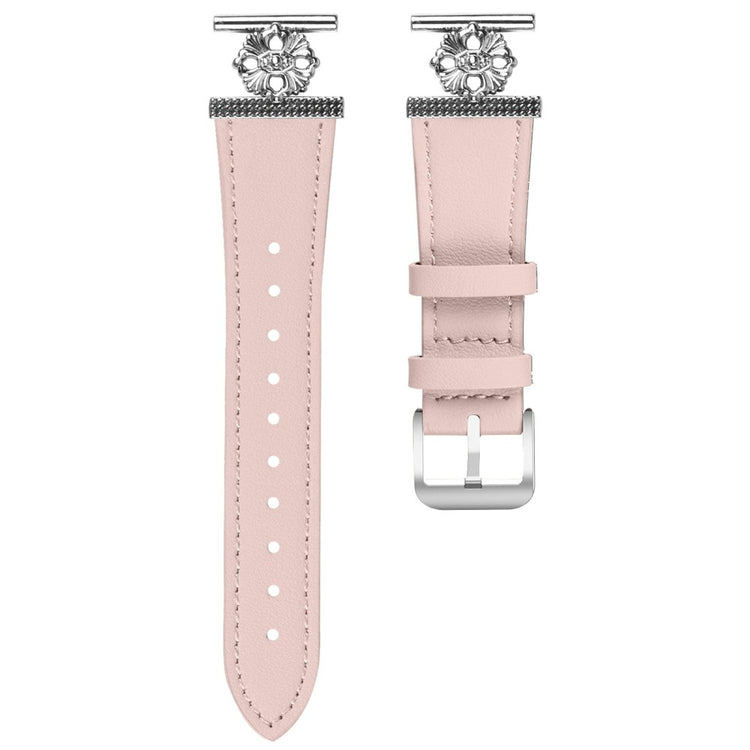 Verizon Gizmo Watch 1 (Men Version) Watch Band Genuine Cow Leather Flower Decor Adjustable Strap - Pink#serie_3