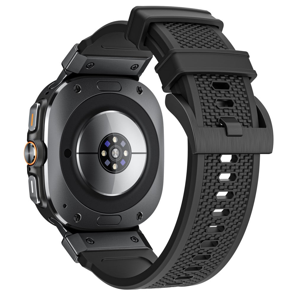 Samsung Galaxy Watch Ultra 47mm Sport Band Rubber Breathable Watch Strap - Black / Black Connector#serie_1