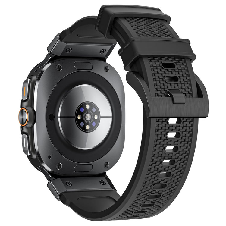 Samsung Galaxy Watch Ultra 47mm Sport Band Rubber Breathable Watch Strap - Black / Black Connector#serie_1