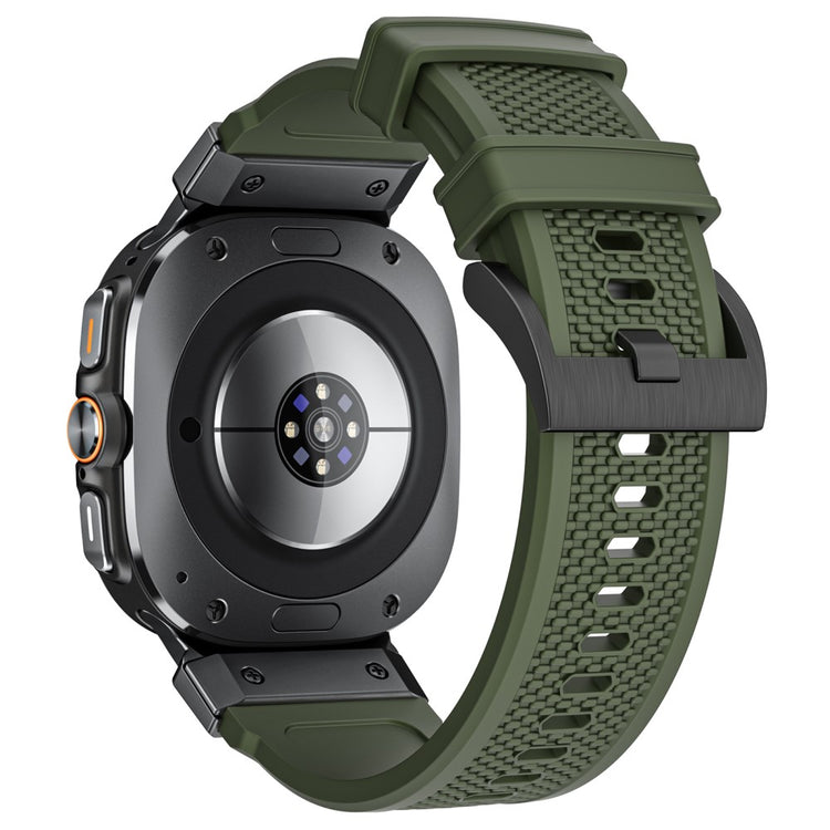 Samsung Galaxy Watch Ultra 47mm Sport Band Rubber Breathable Watch Strap - Army Green / Black Connector#serie_3