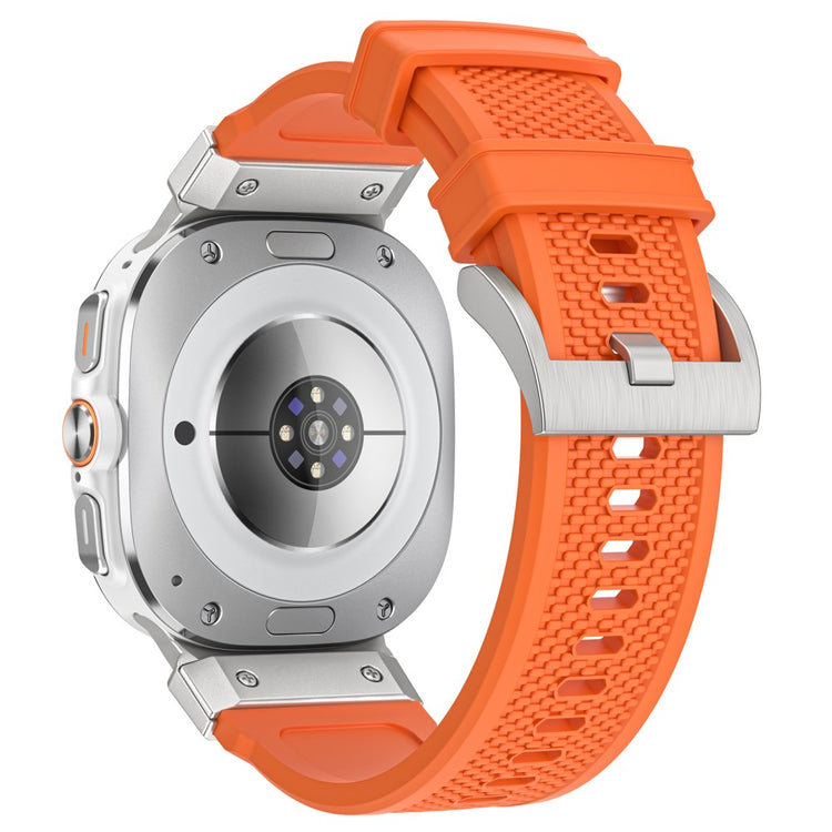 Samsung Galaxy Watch Ultra 47mm Sport Band Rubber Breathable Watch Strap - Orange / Silver Connector#serie_5