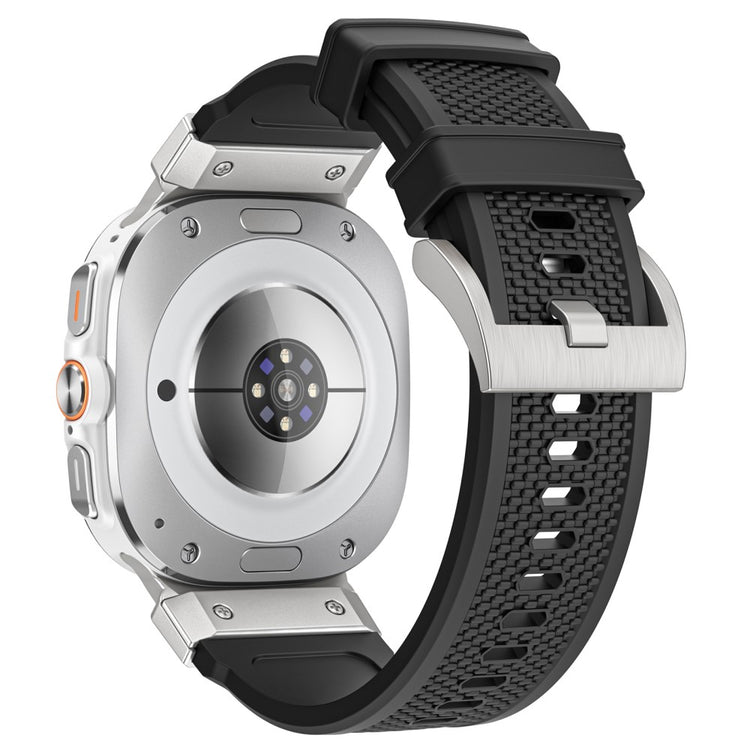 Samsung Galaxy Watch Ultra 47mm Sport Band Rubber Breathable Watch Strap - Black / Silver Connector#serie_6