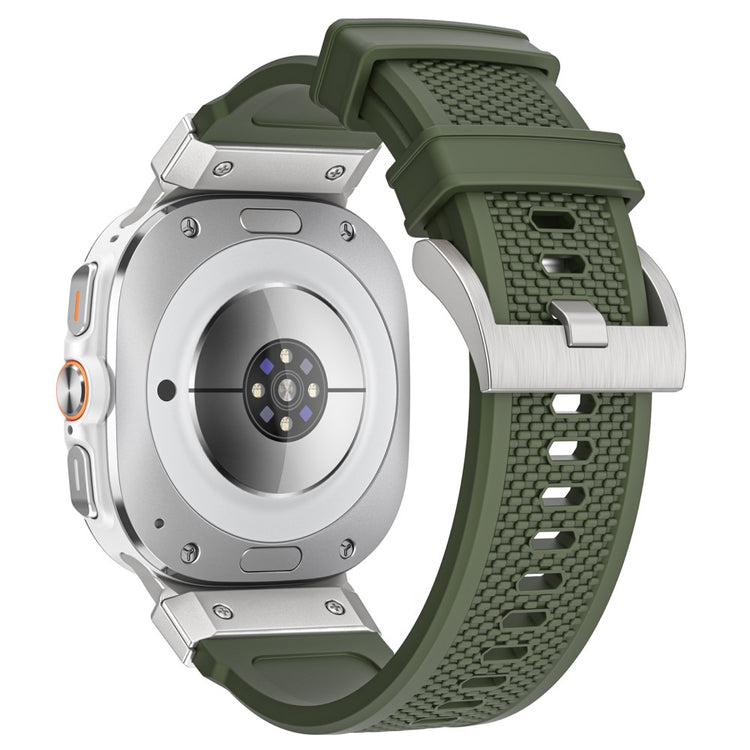 Samsung Galaxy Watch Ultra 47mm Sport Band Rubber Breathable Watch Strap - Army Green / Silver Connector#serie_7