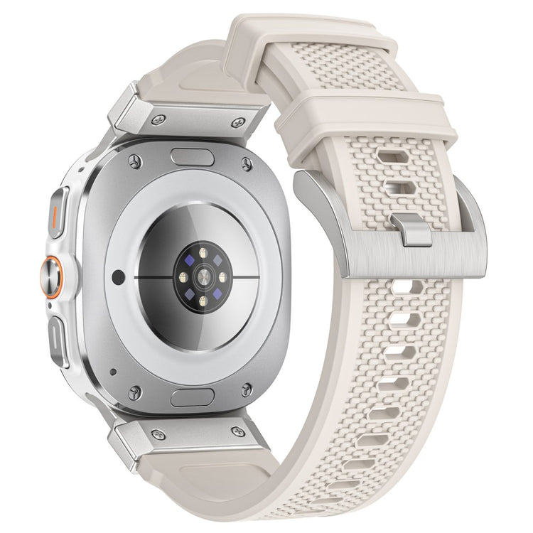 Samsung Galaxy Watch Ultra 47mm Sport Band Rubber Breathable Watch Strap - Starlight / Silver Connector#serie_8