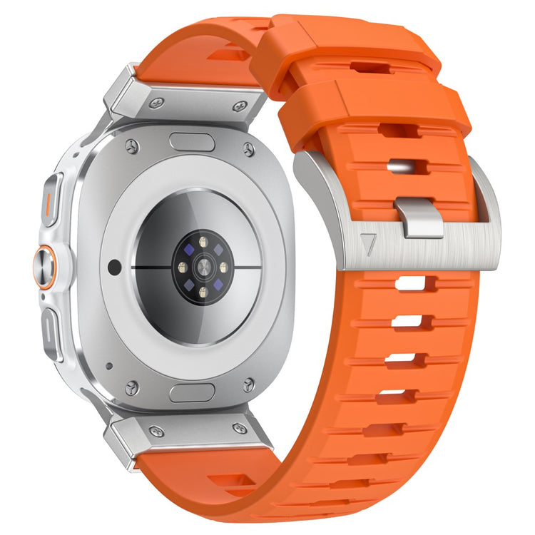 Samsung Galaxy Watch Ultra 47mm Fluorubber Strap Replacement Sport Watch Band - Orange / Silver Connector#serie_6