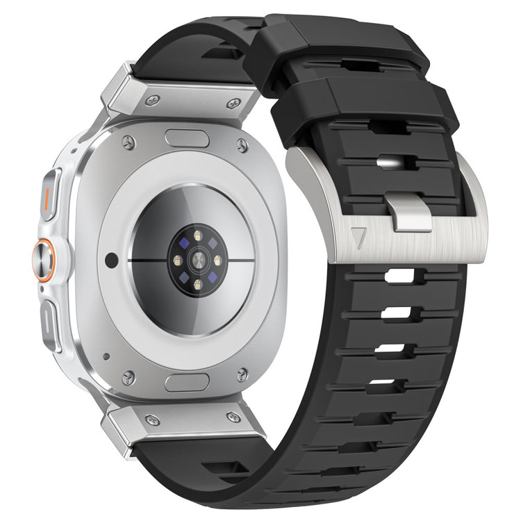 Samsung Galaxy Watch Ultra 47mm Fluorubber Strap Replacement Sport Watch Band - Black / Silver Connector#serie_7