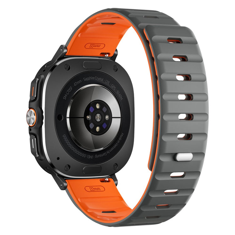 Samsung Galaxy Watch Ultra 47mm Replacement Band Silicone Watch Strap Magnetic Button - Grey / Orange / Black#serie_3