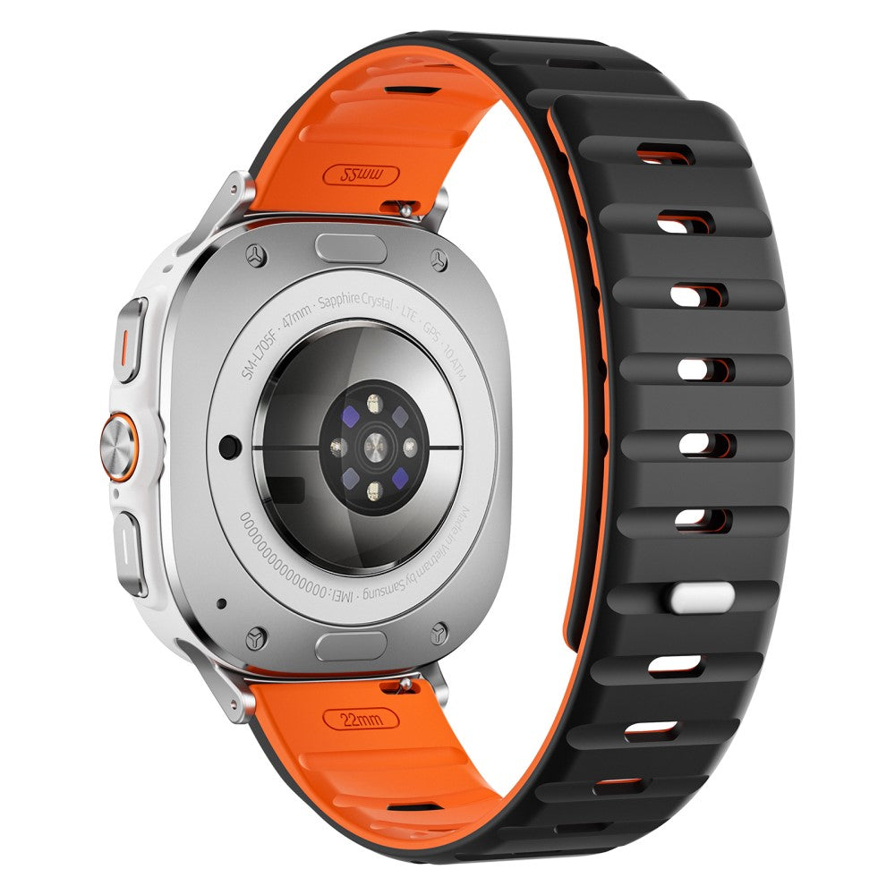 Samsung Galaxy Watch Ultra 47mm Replacement Band Silicone Watch Strap Magnetic Button - Black / Orange / Silver#serie_7