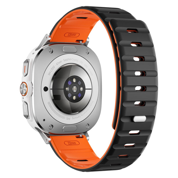 Samsung Galaxy Watch Ultra 47mm Replacement Band Silicone Watch Strap Magnetic Button - Black / Orange / Silver#serie_7