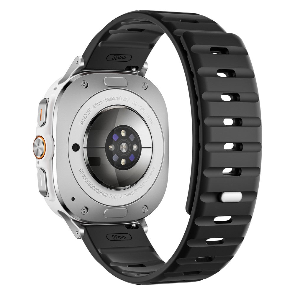 Samsung Galaxy Watch Ultra 47mm Replacement Band Silicone Watch Strap Magnetic Button - Black / Silver#serie_8