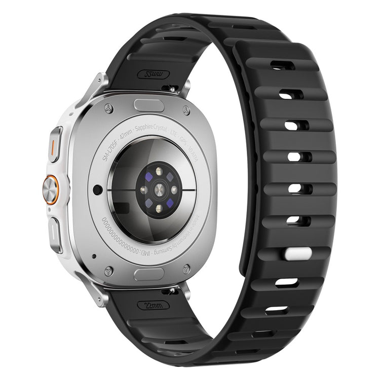 Samsung Galaxy Watch Ultra 47mm Replacement Band Silicone Watch Strap Magnetic Button - Black / Silver#serie_8