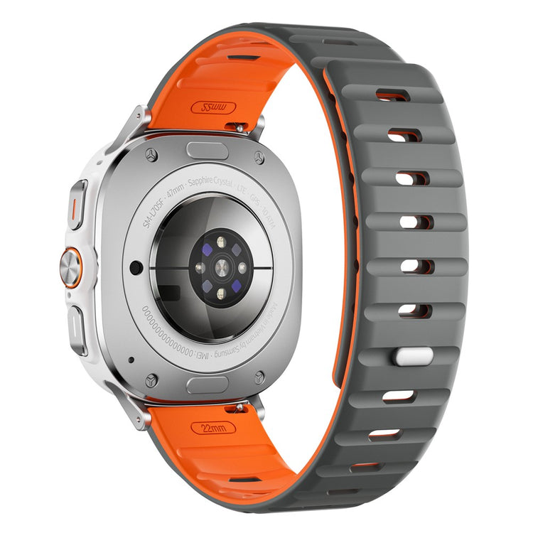 Samsung Galaxy Watch Ultra 47mm Replacement Band Silicone Watch Strap Magnetic Button - Grey / Orange / Silver#serie_9