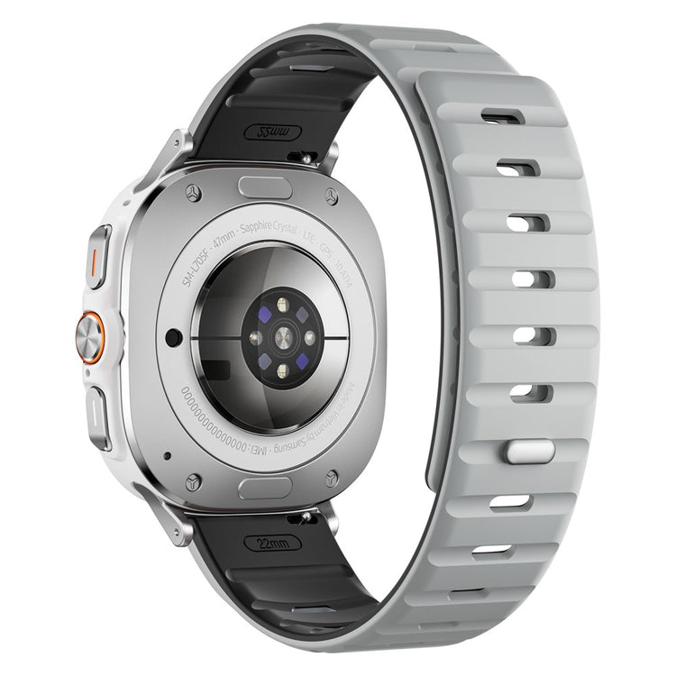Samsung Galaxy Watch Ultra 47mm Replacement Band Silicone Watch Strap Magnetic Button - Light Grey / Black / Silver#serie_10