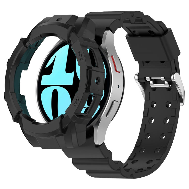 Samsung Galaxy Watch7 44mm / 40mm Silicone+TPU Watch Band Wrist Strap with Watch Case - Black#serie_1