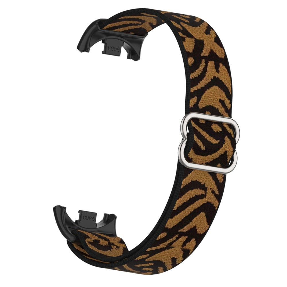 Xiaomi Smart Band 9 / Smart Band 8 Nylon Wrist Strap with Connector Elastic Watch Band - Brown+Black Leopard#serie_12