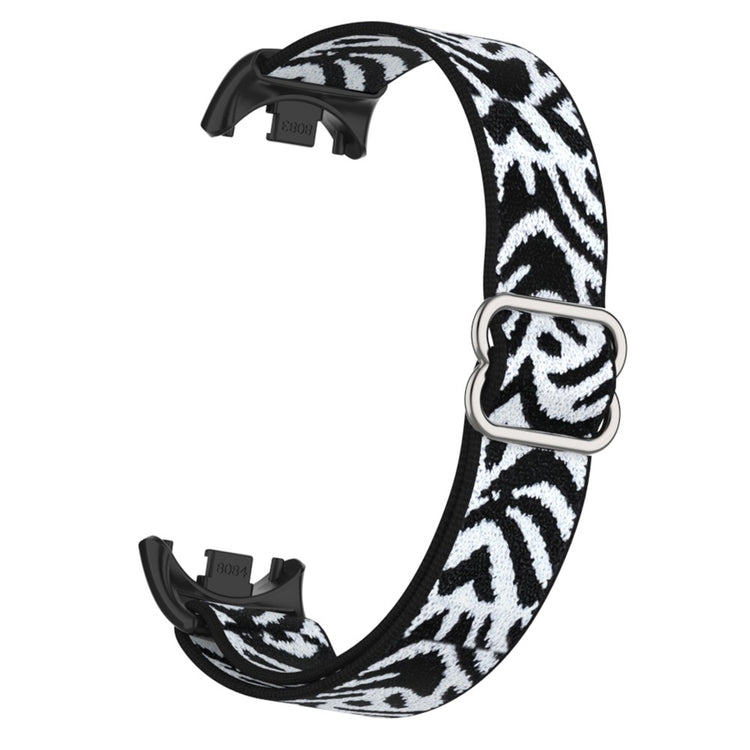 Xiaomi Smart Band 9 / Smart Band 8 Nylon Wrist Strap with Connector Elastic Watch Band - Black+White Leopard#serie_14