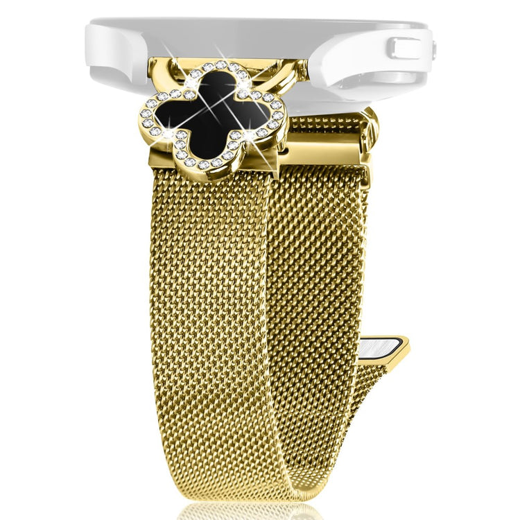Gabb Watch 3 Milanese Band Clover Decor Electroplated Stainless Steel Strap, Size: L - Gold  /  Black#serie_2