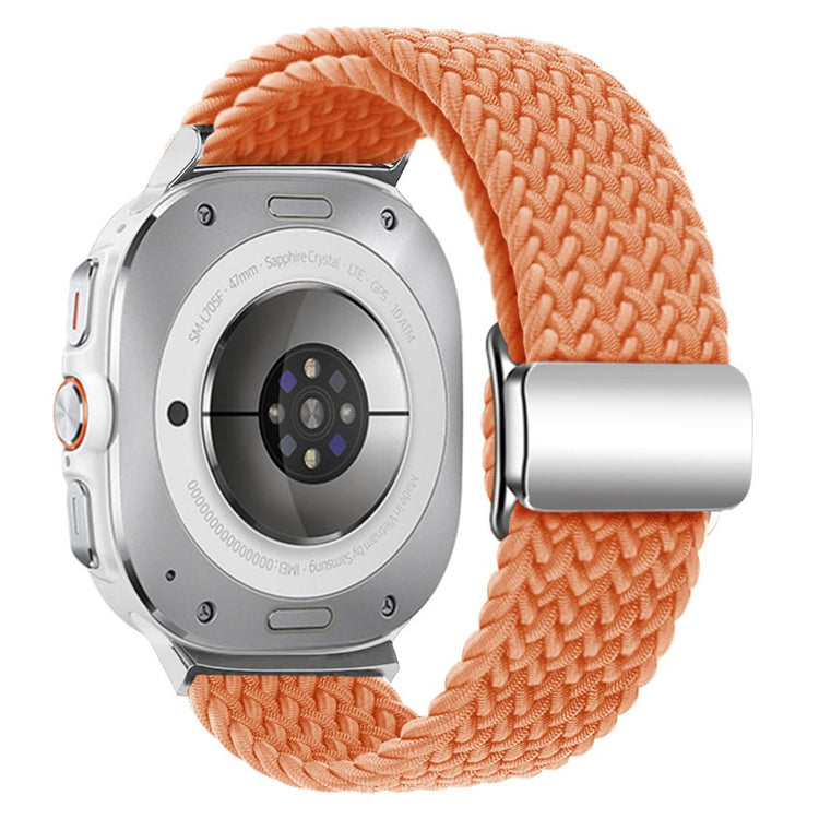 KALEBOL Samsung Galaxy Watch Ultra 47mm Watch Strap Magnetic Buckle Braided Wrist Band - Orange+Silver Buckle#serie_8