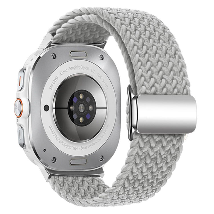 KALEBOL Samsung Galaxy Watch Ultra 47mm Watch Strap Magnetic Buckle Braided Wrist Band - Light Grey+Silver Buckle#serie_11