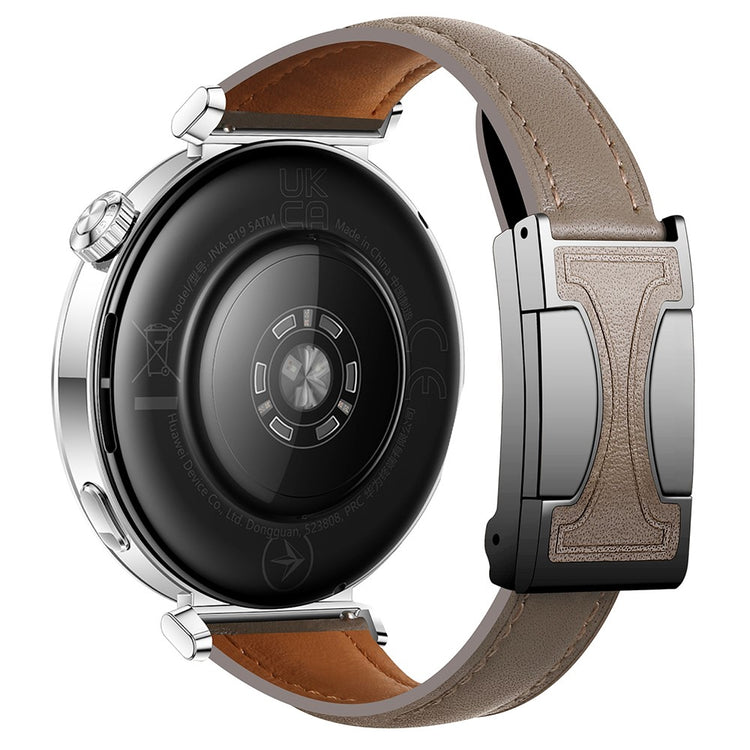 18mm Genuine Cow Leather Strap Garmin Venu 3S / Forerunner 265S / Forerunner 255S Flat Texture Magnetic Buckle Watch Band - Dark Grey#serie_6