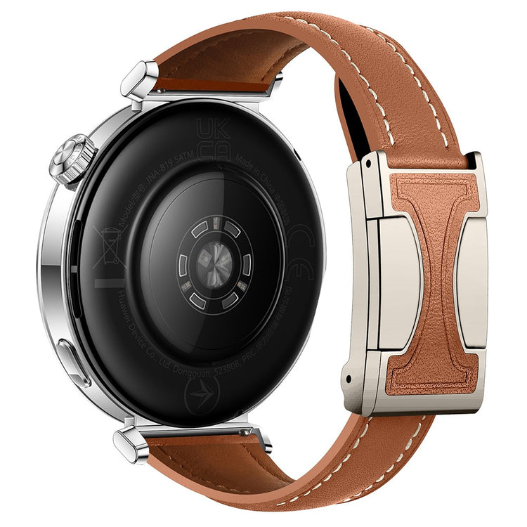 18mm Genuine Cow Leather Strap Garmin Venu 3S / Forerunner 265S / Forerunner 255S Flat Texture Magnetic Buckle Watch Band - Brown#serie_9