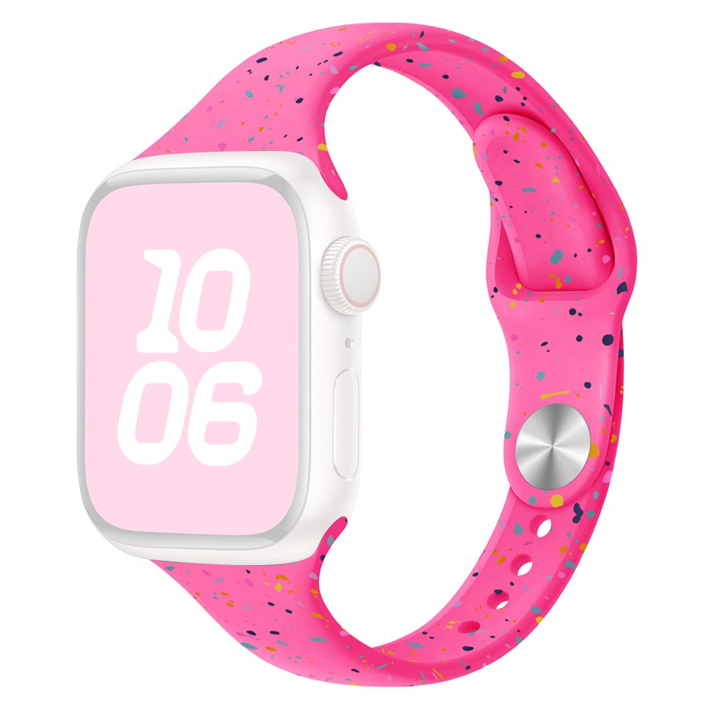 KALEBOL Silicone Watch Strap Apple Watch Series 10 46mm Colorful Flakes Band - Hot Pink#serie_1