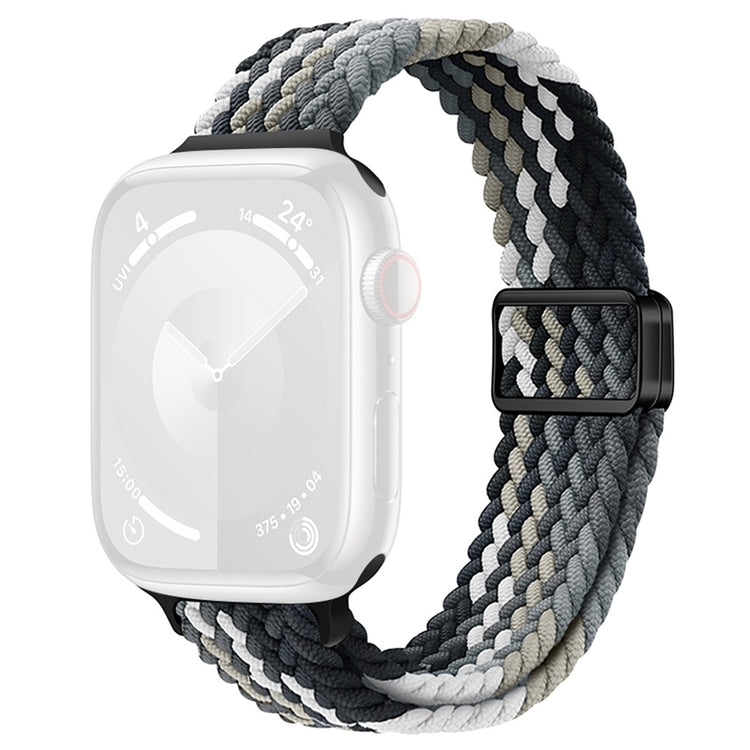KALEBOL Braided Watch Strap Apple Watch Series 10 46mm Magnetic Nylon Wristbands - Black Grey#serie_7