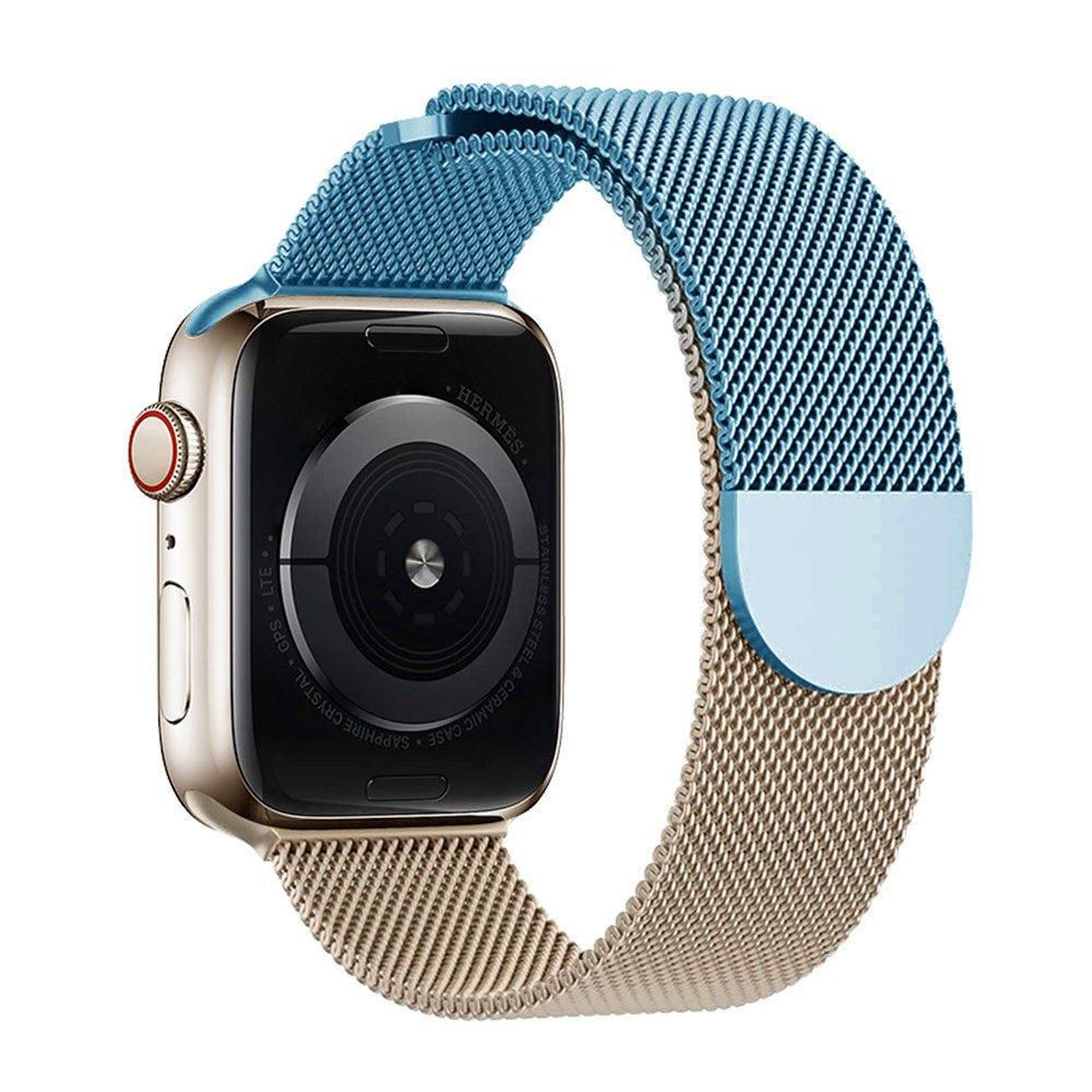 KALEBOL Milanese Watchband Apple Watch Series 10 46mm Stainless Steel Strap - Blue + Rose Gold#serie_1