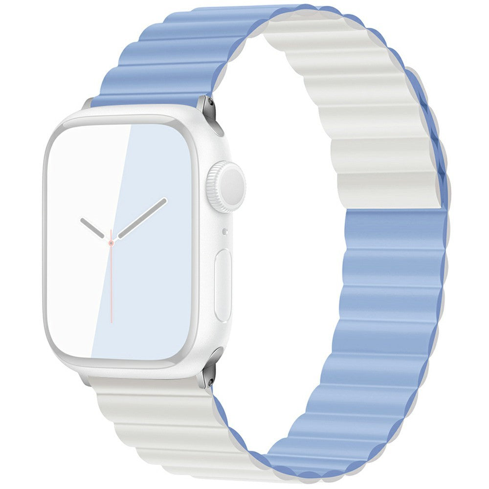 KALEBOL Magnetic Watch Band Apple Watch Series 10 42mm Silicone Adjustable Strap - Blue Grey White#serie_12