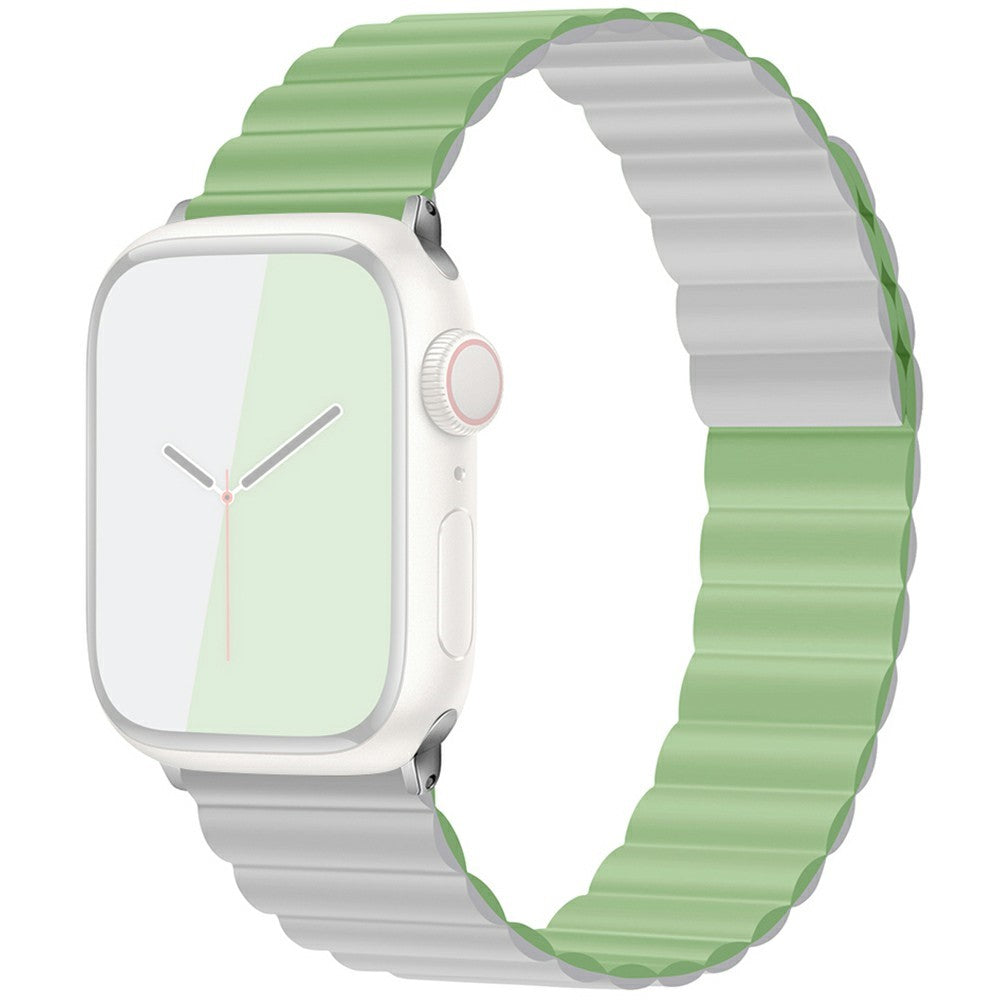 KALEBOL Magnetic Watch Band Apple Watch Series 10 42mm Silicone Adjustable Strap - Green Light Grey#serie_13