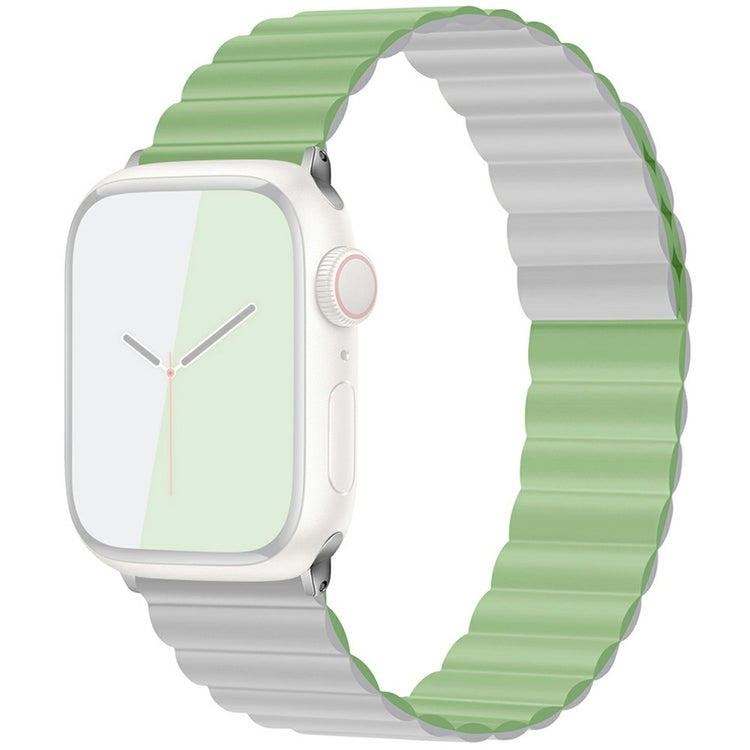 KALEBOL Magnetic Watch Band Apple Watch Series 10 42mm Silicone Adjustable Strap - Green Light Grey#serie_13