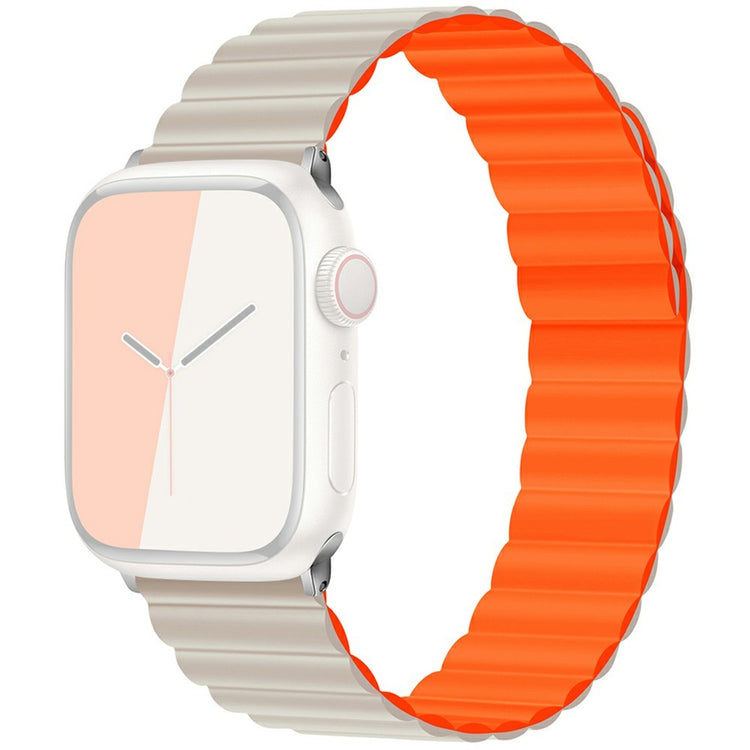 KALEBOL Magnetic Watch Band Apple Watch Series 10 42mm Silicone Adjustable Strap - Starlight Orange#serie_15