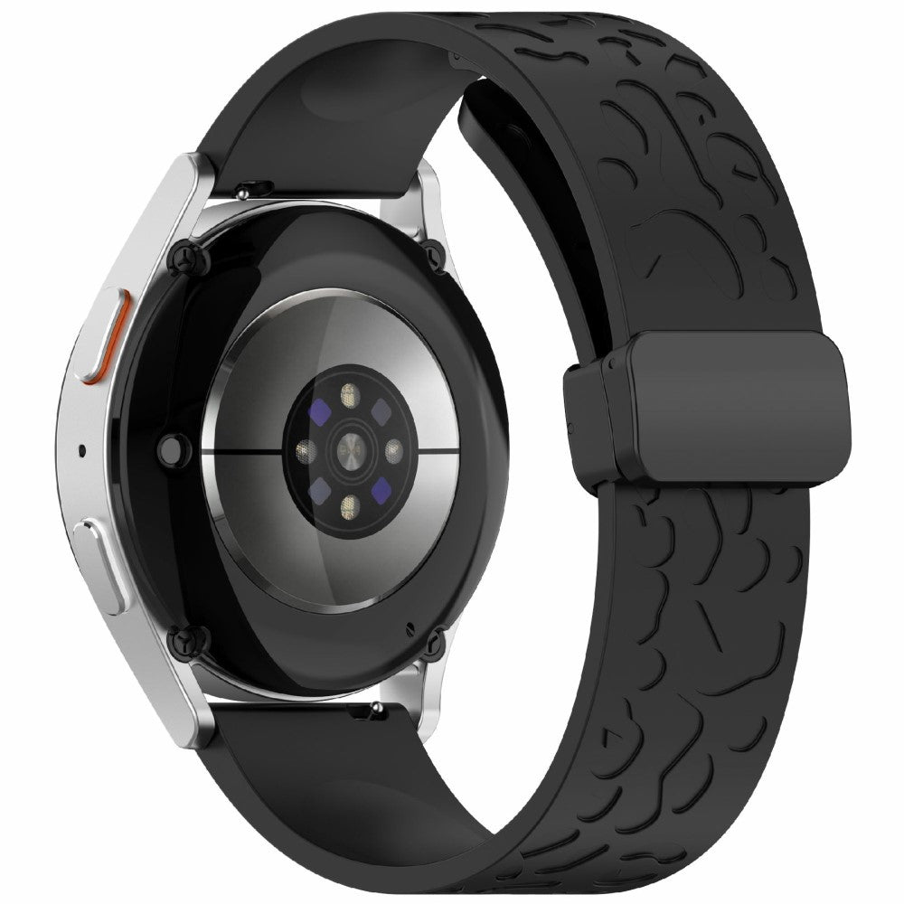 KALEBOL 20mm Magnetic Silicone Strap Samsung Galaxy Watch6 Classic 47mm / 43mm / Huawei Watch GT 3 Pro 43mm Leopard Print Watch Band - Black#serie_4