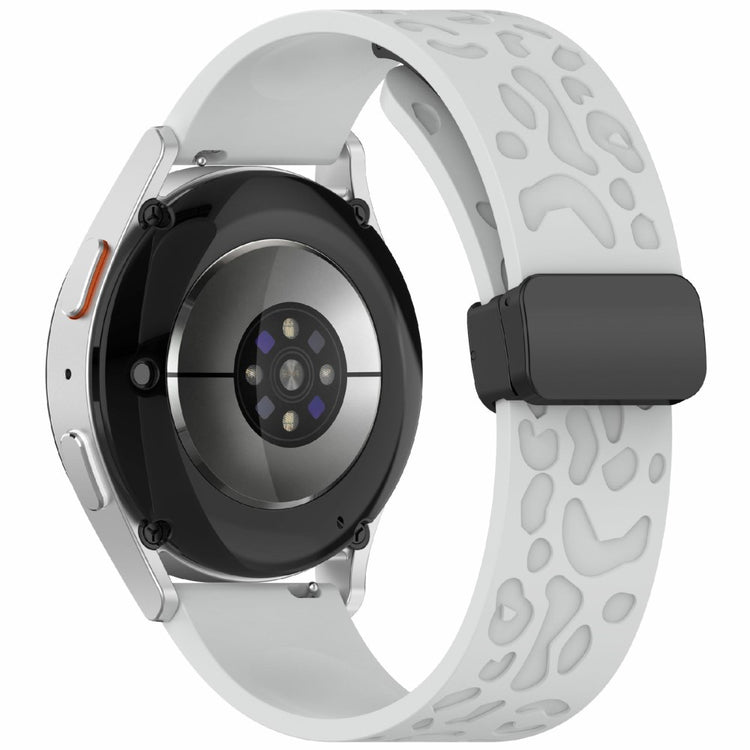 KALEBOL 20mm Magnetic Silicone Strap Samsung Galaxy Watch6 Classic 47mm / 43mm / Huawei Watch GT 3 Pro 43mm Leopard Print Watch Band - Light Grey#serie_7